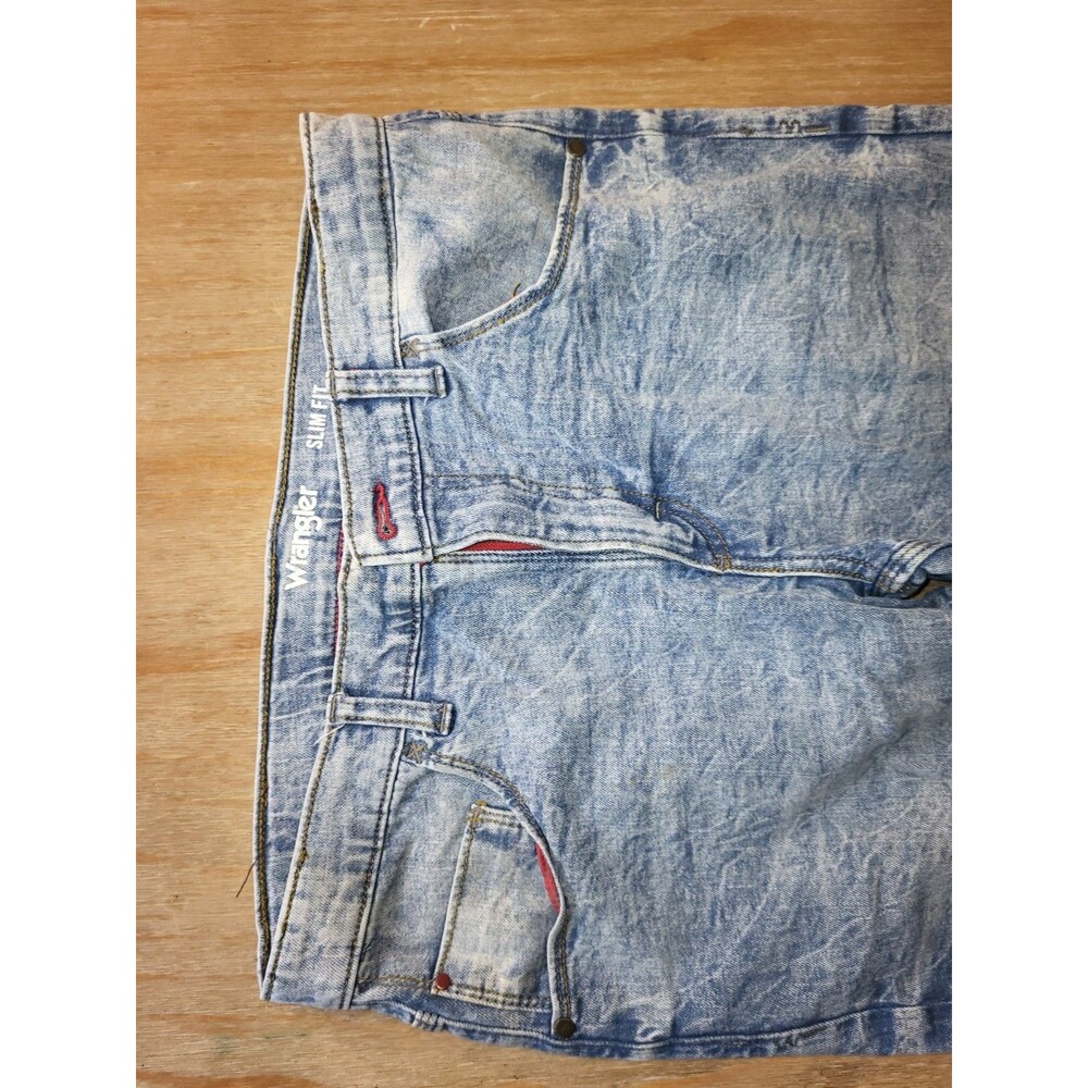 Wrangler Boys 16 Husky Acid Wash Jeans Stretch Denim 5TEHVBA Light Blue - Picture 4 of 5